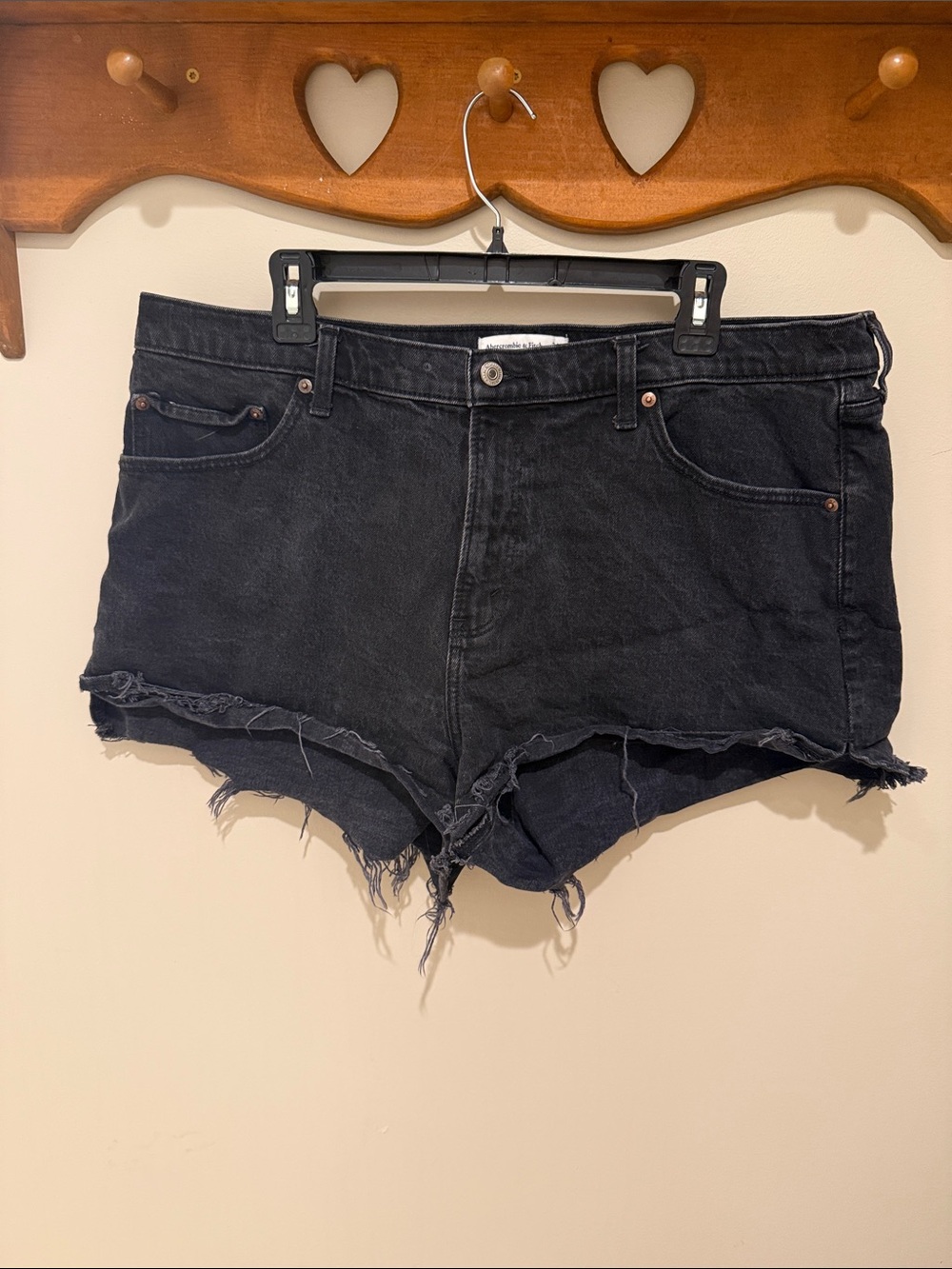 Abercrombie & Fitch Black Distressed High-Rise Denim Shorts